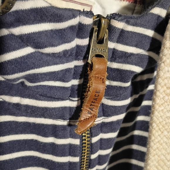 Fat Face UK Women's Full Zip Hoodie Blue And White Striped W/ Pockets Size 4 - Picture 7 of 10